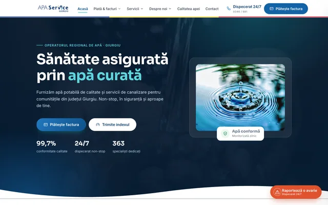 Site-ul lansat APA Service Giurgiu