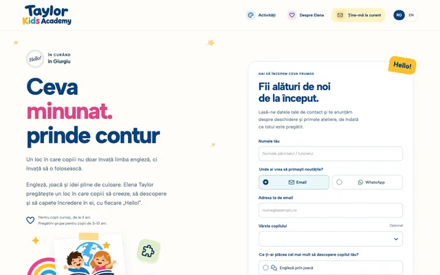 Site-ul lansat Taylor Kids Academy, în română